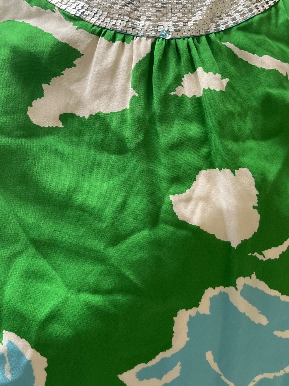 Tory Burch Green Floral Sleeveless dress resort beach silk size 8 sequin - Picture 3 of 4
